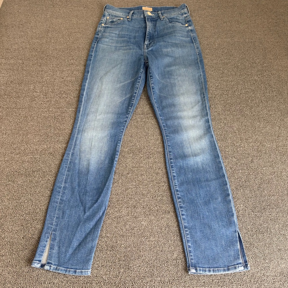Mother The Swooner Ankle Slice Jeans Cherry Picking Blue Size 25 Minimalist